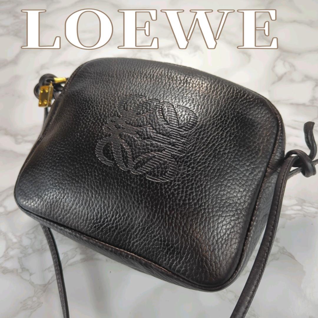 [美品]　LOEWE ロエベ アナグラム ショルダーバッグポシェット ブラック