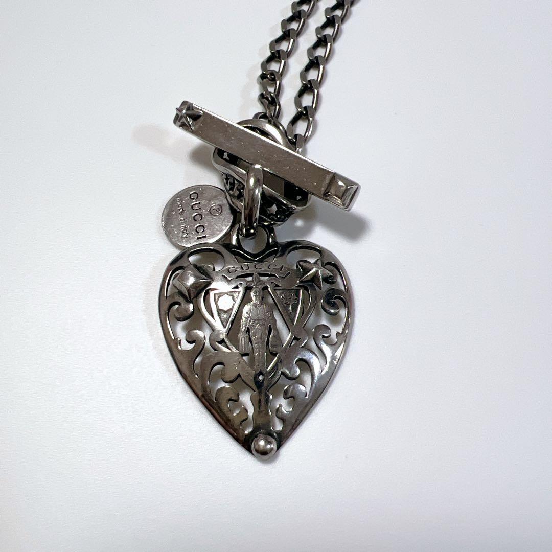 《極美品》グッチ ネックレス ハート クレスト トグル シルバー 925 紋章