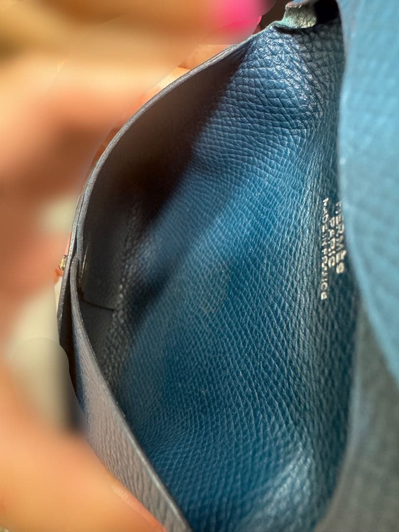 HERMES バスティア　ダークブルー レザー ケース