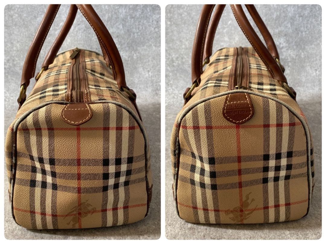 バーバリーロンドン　ボストンバッグ　2way PVCレザー　ノバチェック　ホース