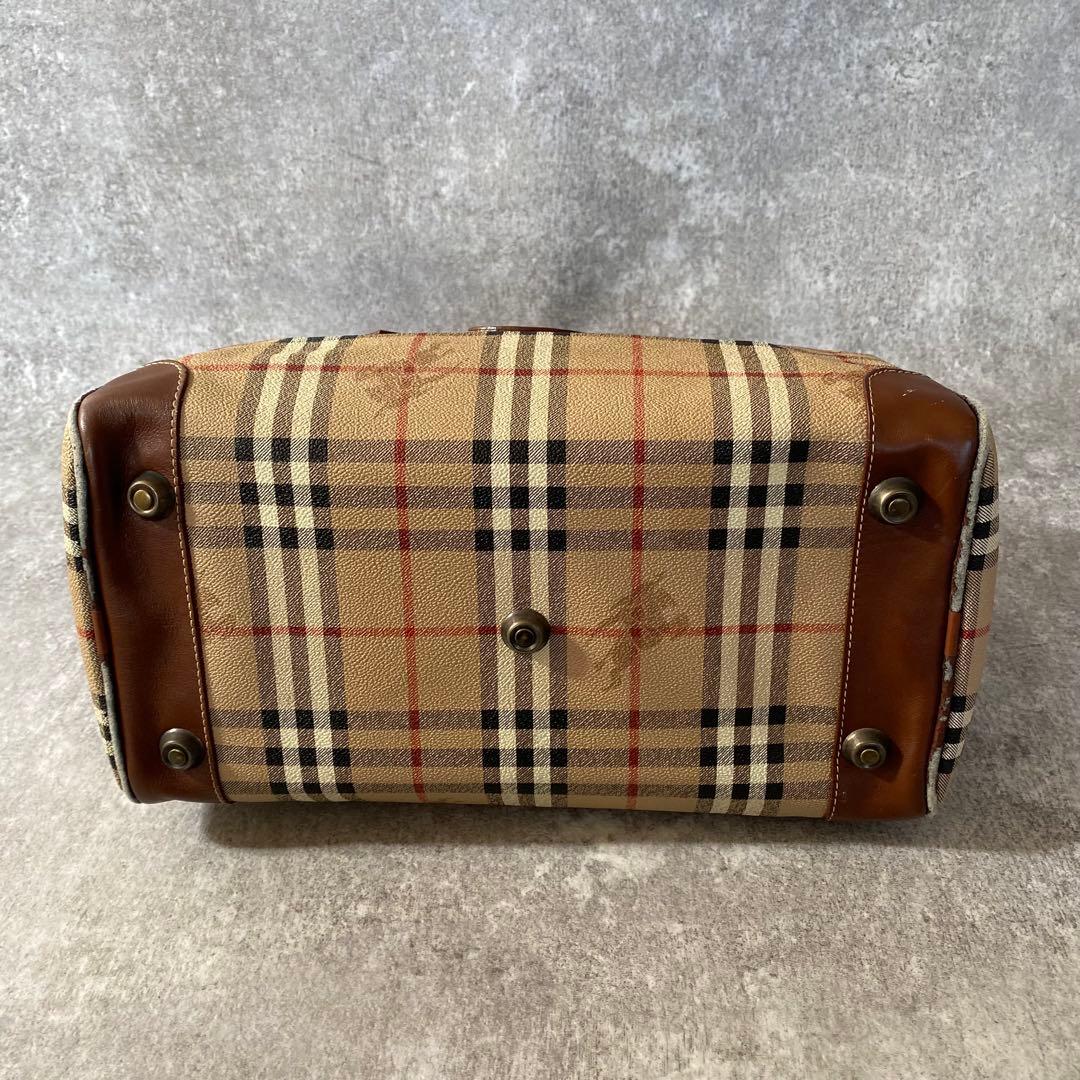 バーバリーロンドン　ボストンバッグ　2way PVCレザー　ノバチェック　ホース