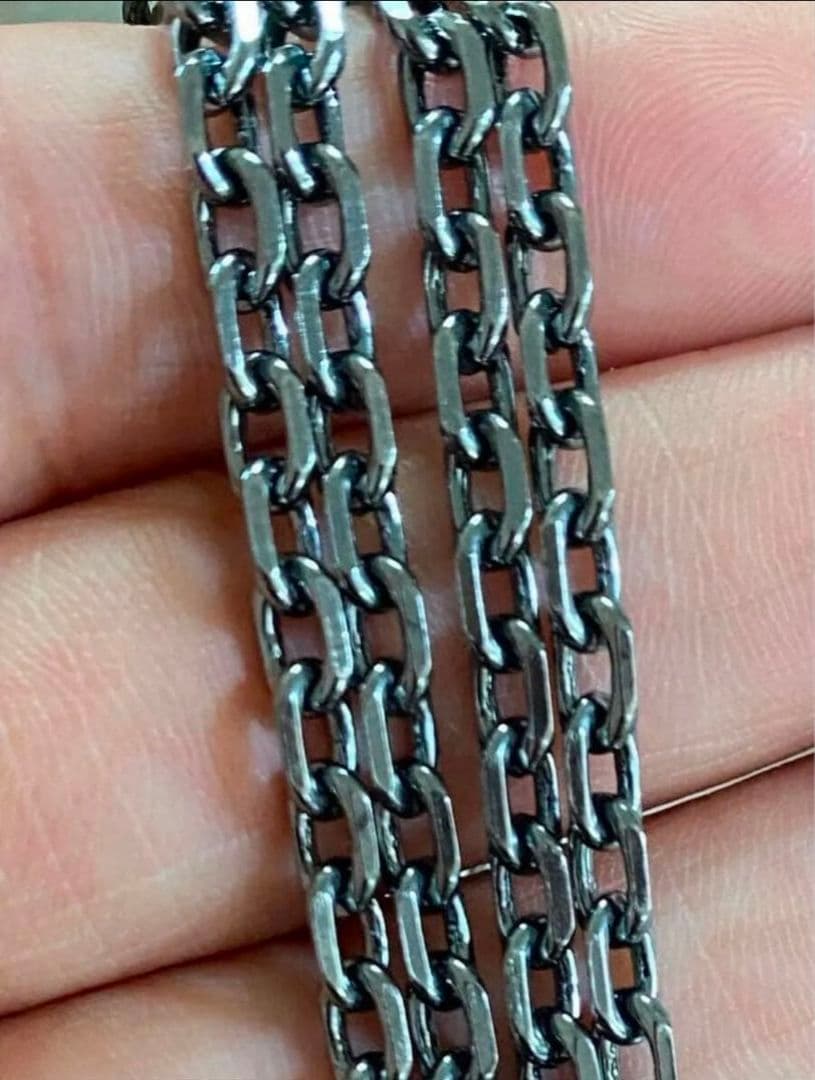 ☆新品☆ シルバーs925ネックレス 燻しアズキチェーン　4mm×50cm