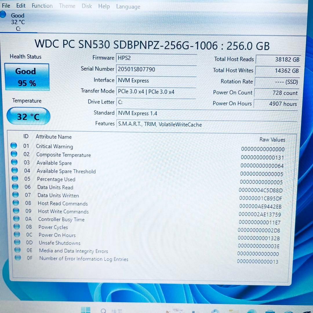 【美品】hp ノートPC 第11世代 i5 オフィス付 バッテリー良好 16GB