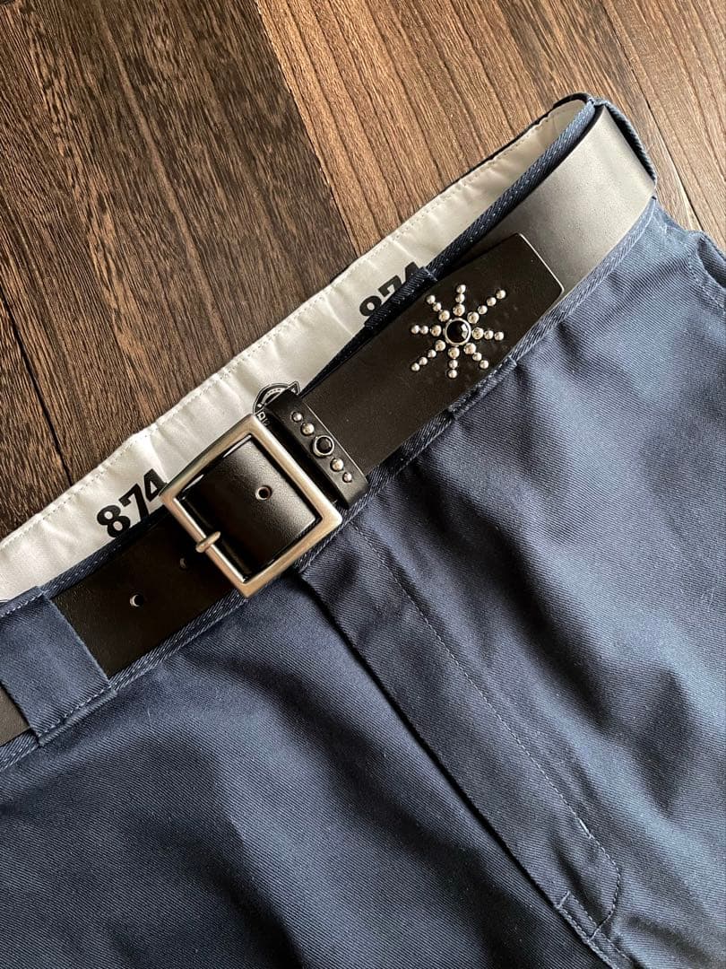 ディッキーズ874専用スタッズベルト　昭南ベンズ　シルバーHTC CALEE