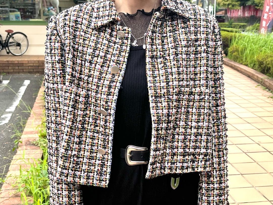 【月末セール】Ameri Vintage クロップド丈ツイード ジャケット