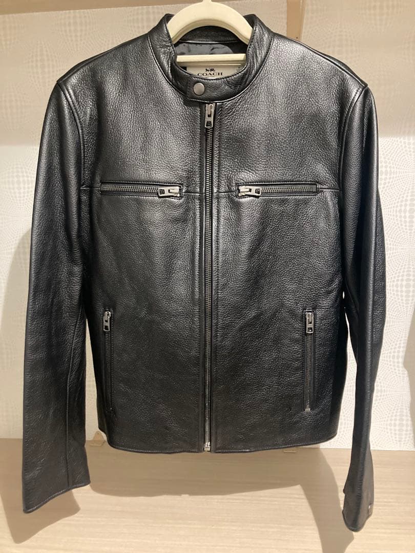 COACH ブラック シングルライダースジャケット M