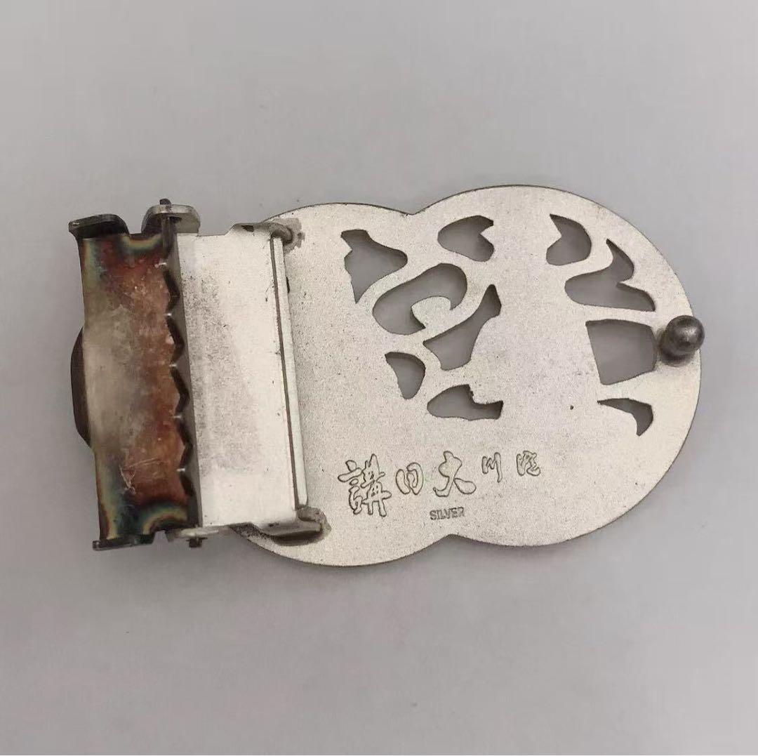 日宗 講日 銀製 SILVER 彫刻 大仏 仏像 ベルトバックル 重量約66g