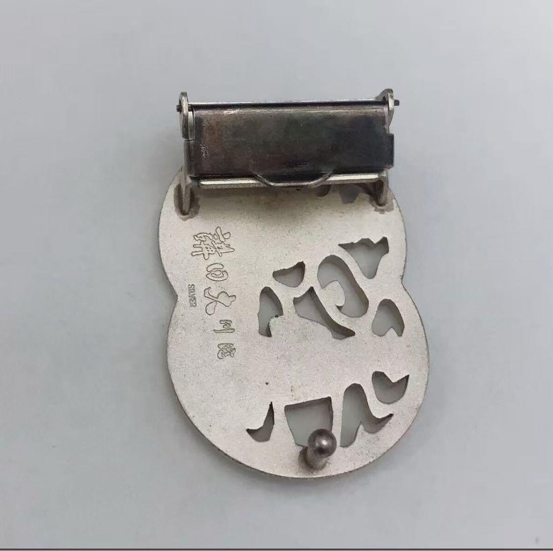 日宗 講日 銀製 SILVER 彫刻 大仏 仏像 ベルトバックル 重量約66g
