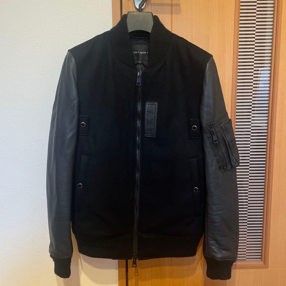 1 piu 1 uguale 3 レザージャケット 黒