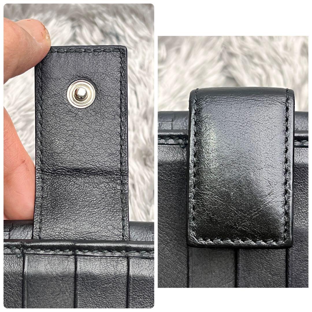 美品✨GUCCI ホースビット柄　レザー　Wホック　ブラック　メンズ　長財布