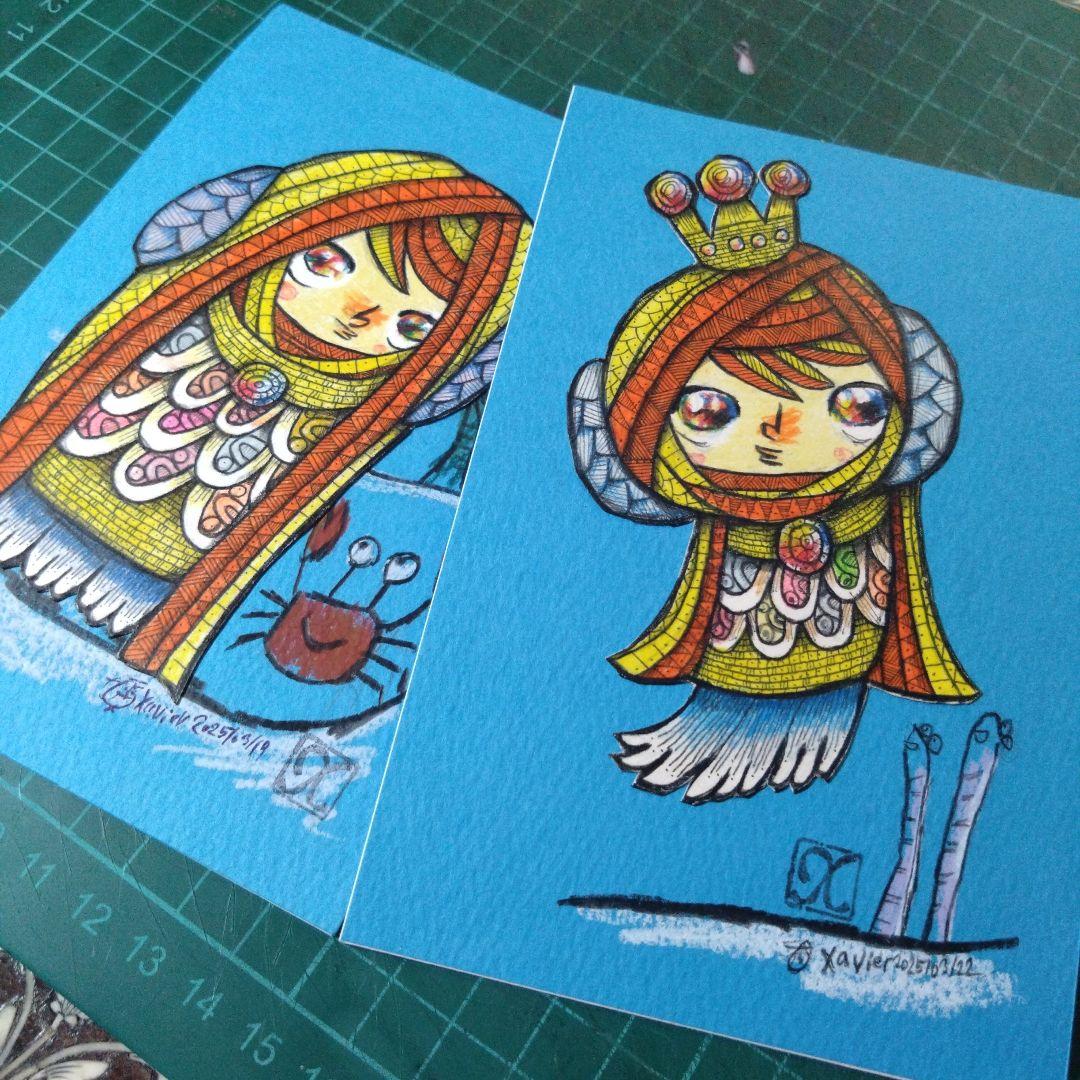 【ザビちゃん】【原画肉筆】疫病退散・アマビエさま