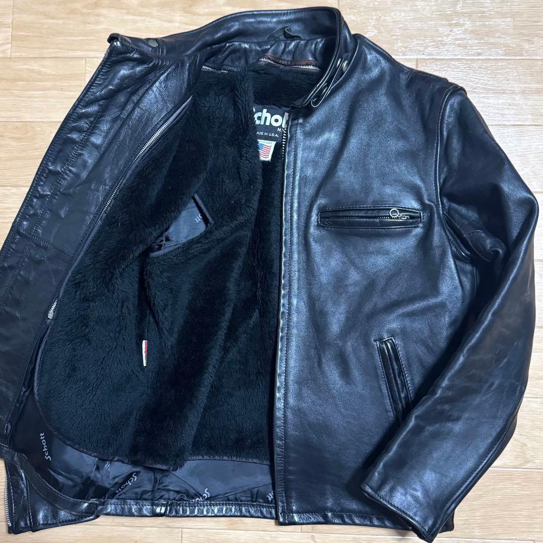 専用 SCHOTT 641 シングルライダースジャケット ボアライナー 38 L