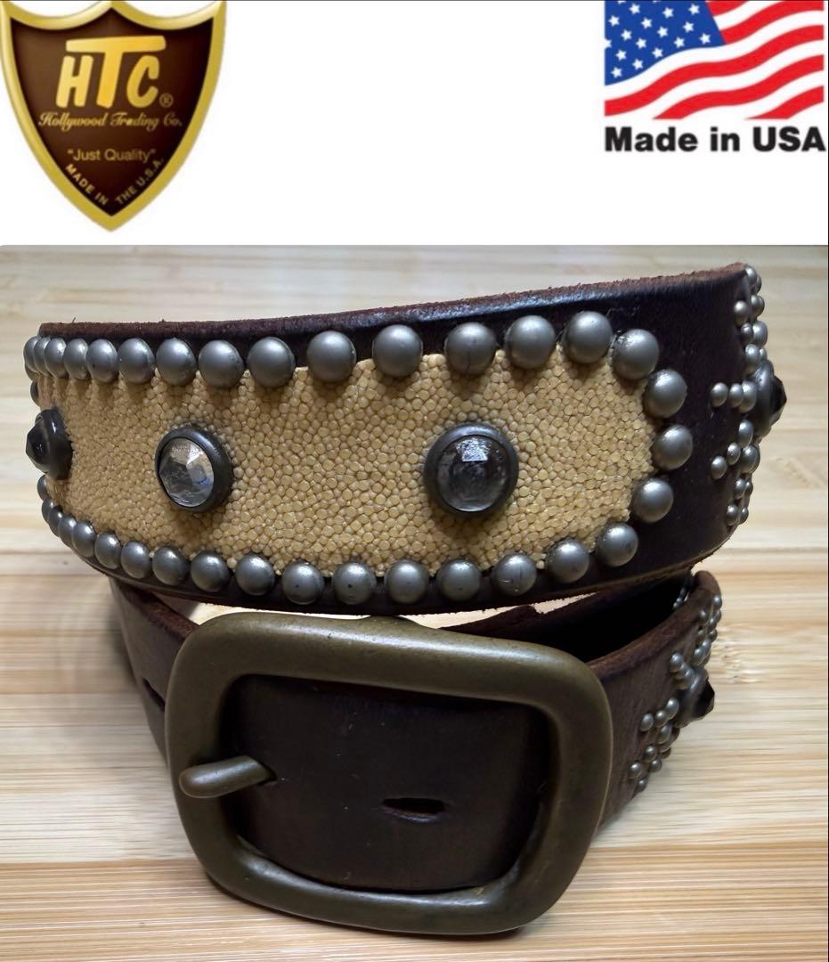 ⭐️HTC⭐️オーバルスティングレイ⭐️ダークブラウンレザー&クリアストーン⭐️30