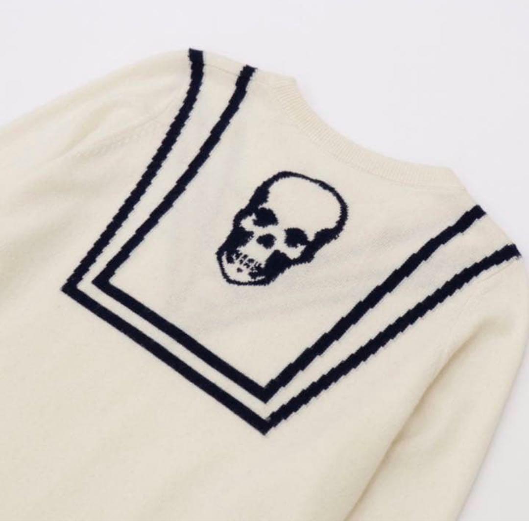 ミ*ク様 ルシアンペラフィネ セーラーカラーだまし絵 スカル　カシミヤクルーネッ