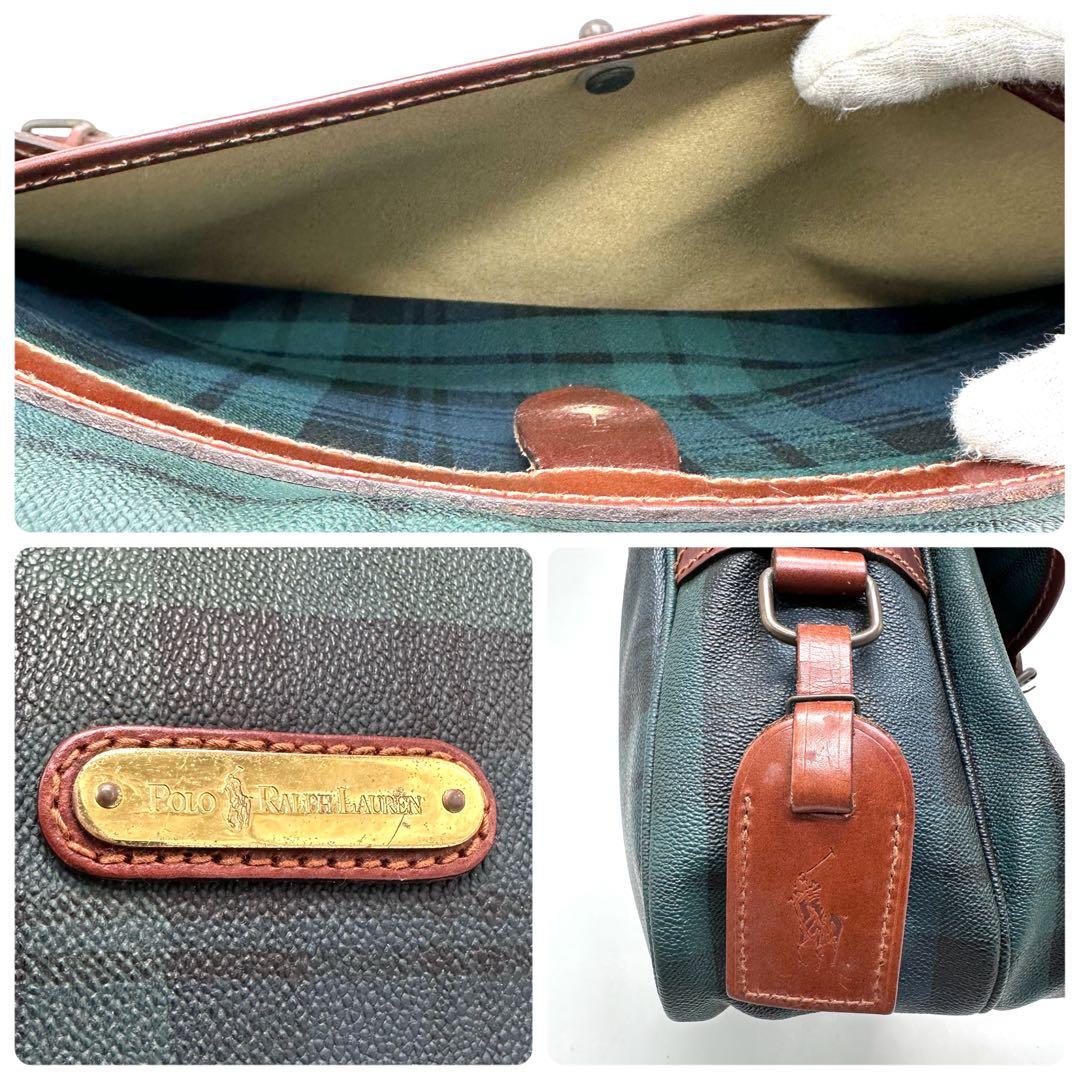 ポロラルフローレン メッセンジャーバッグ ブラックウォッチ PVC グリーン系