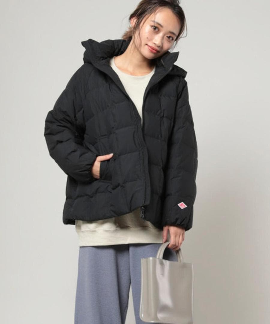 DANTON ホワイトグース ダウンジャケット スクエアキルト ブラック