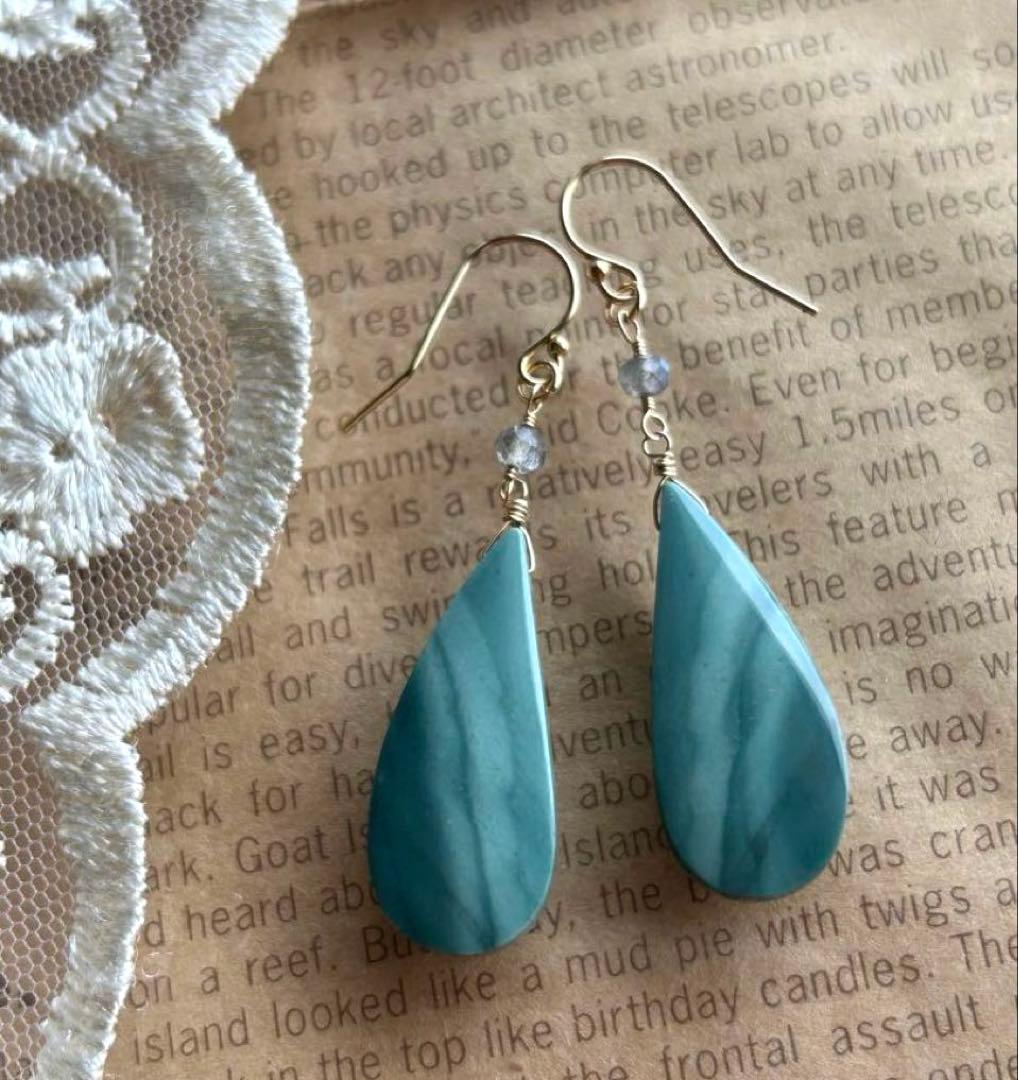 インペリアルジャスパー＆ラブラドライトのピアス他　14kgf