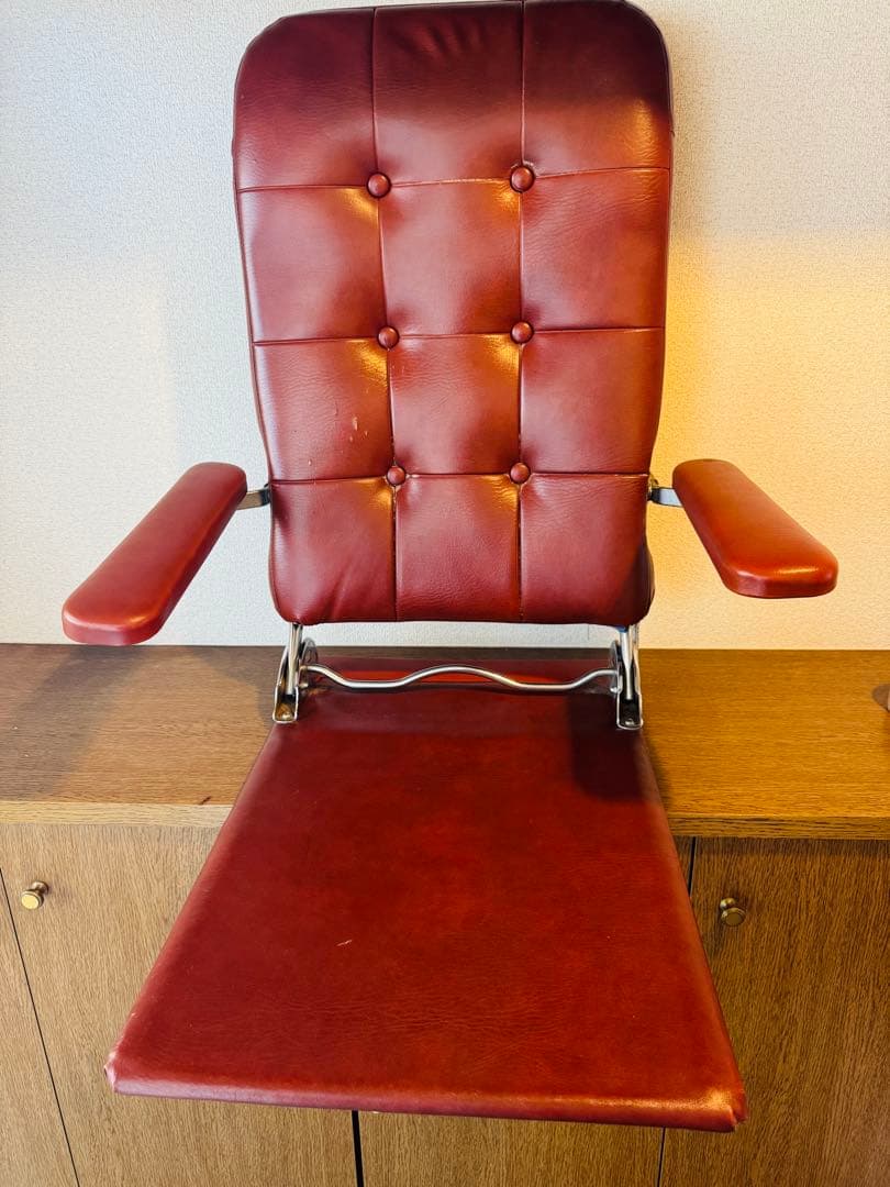 光製作所 本革張り 高級座椅子 アームレスト 折りたたみ 旅館椅子 1人掛け