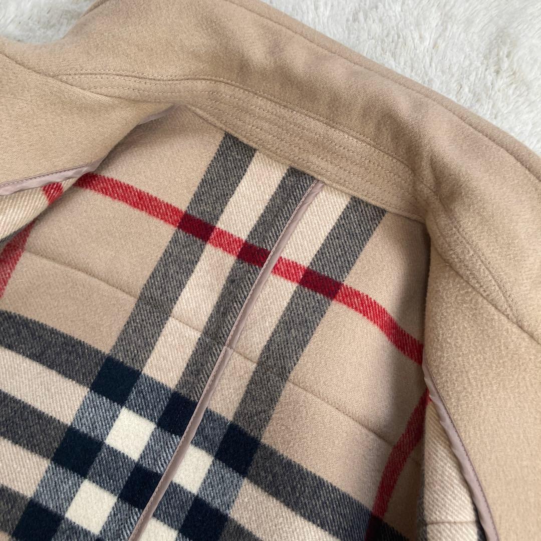 美品✨BURBERRY　ダッフルコート　メガチェック　ベージュ　牛革　三陽商会