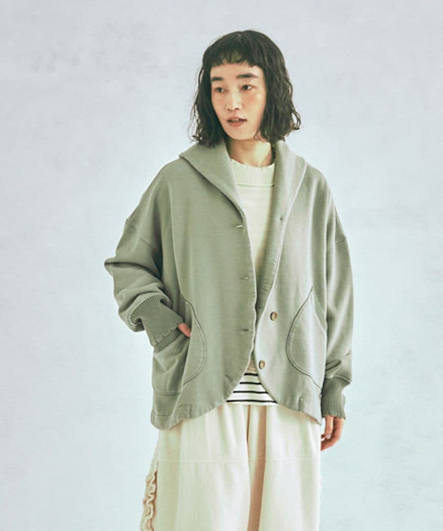 tumugu✮今期新作 コットン裏起毛ニットジャケット