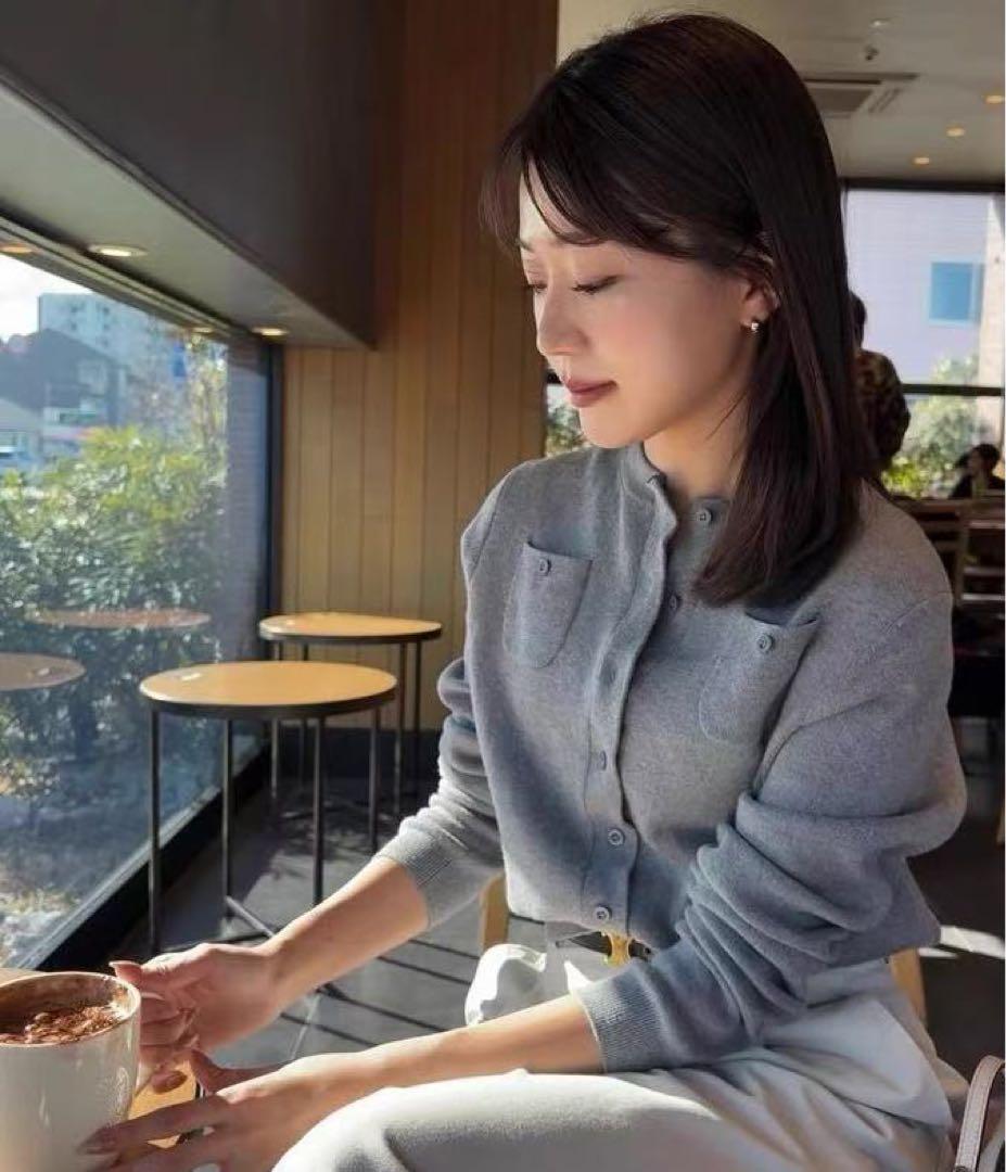 【未使用品】CABaN コットンカシミヤ クルーネックカーディガン S9号