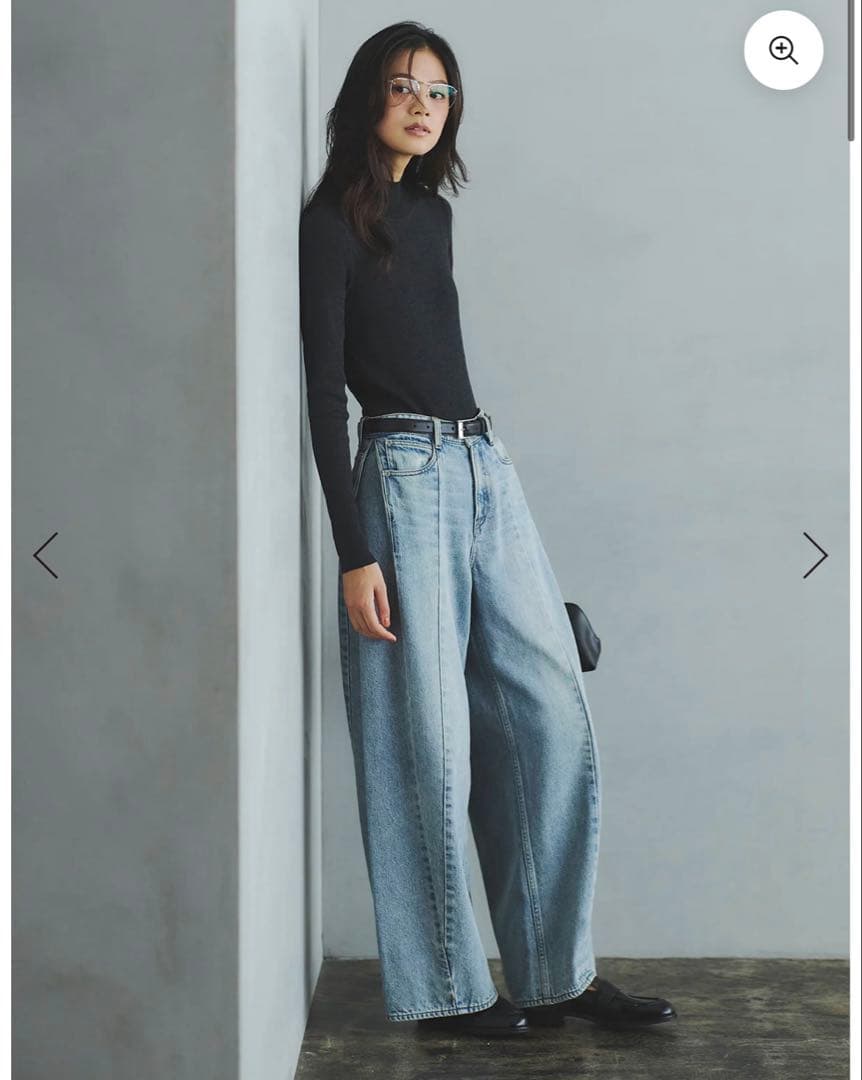 anuansサイドタックカジュアルワイドデニム 新品未使用タグ付き