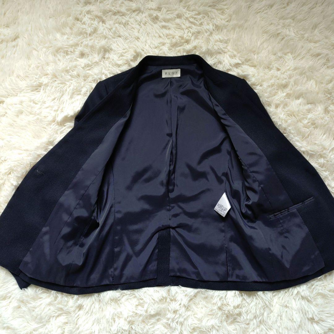 【美品】PLST プラステ ノーカラージャケット パンツスーツ セットアップ