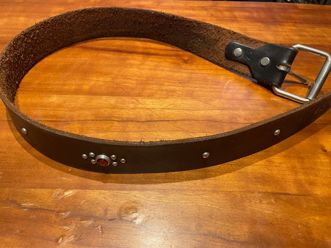 HTC レザー スタッズベルト 茶芯 MADE IN USA 34