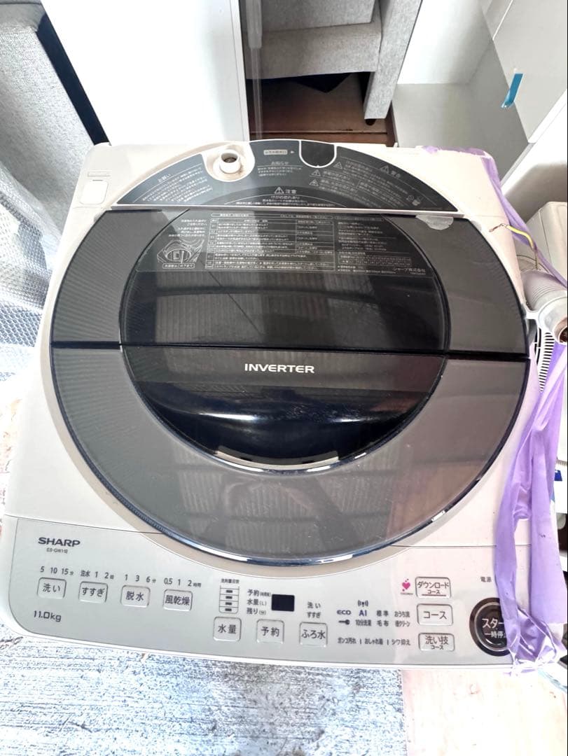 21年製 シャープ 11.0kg 洗濯機 ES-GW11E-S シルバー系