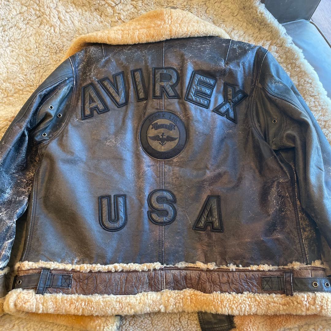 ビンテージAVIREX USA ブラックレザー ジャケット