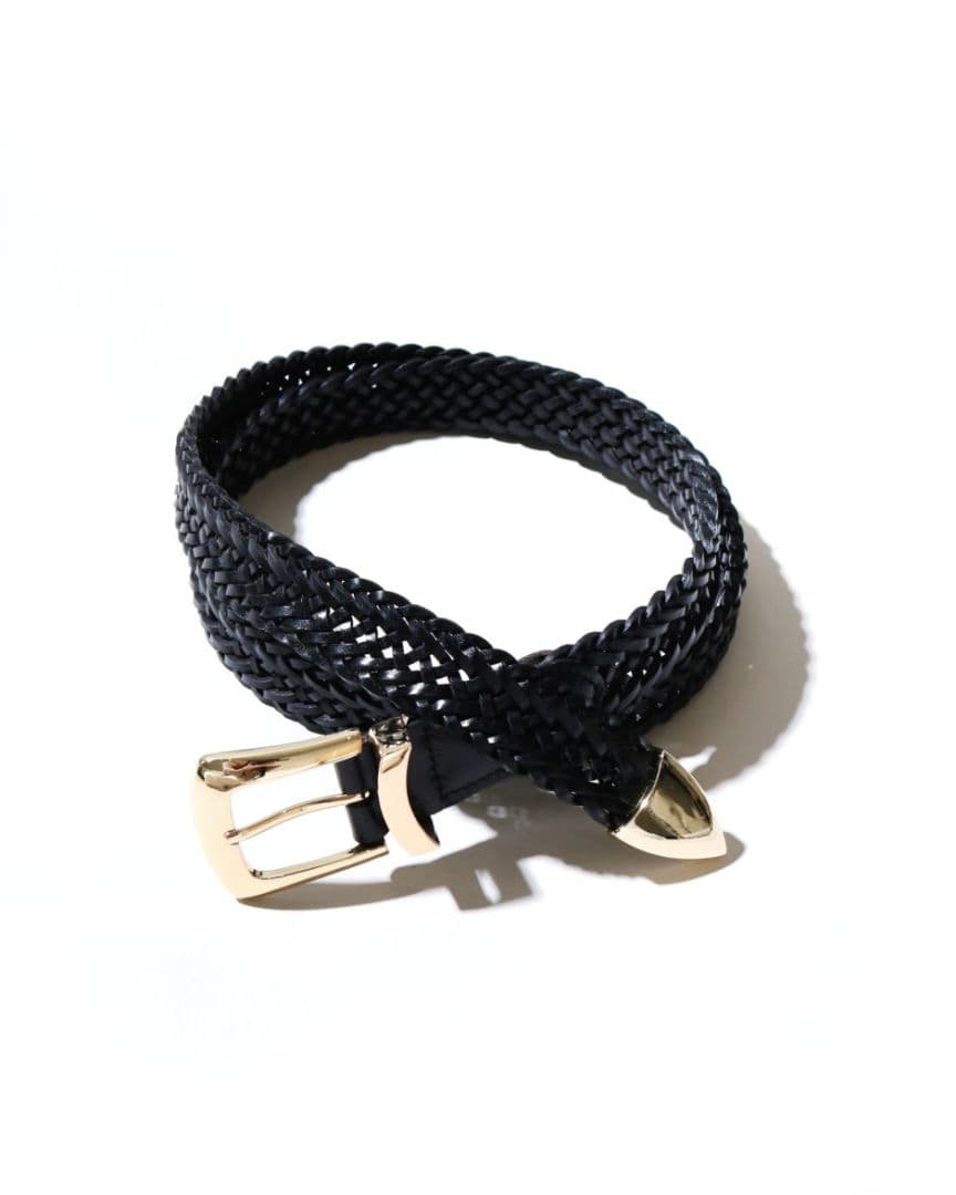 さ*み様 MB ハイエンドレザーメッシュベルト(ゴールド) ブラックSサイズ