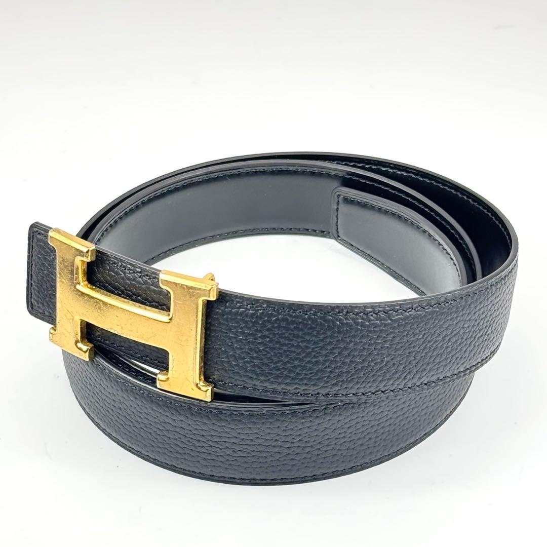 新品ベルト　エルメス　Hロゴ　コンスタンス　ゴールド　フルグレインレザー