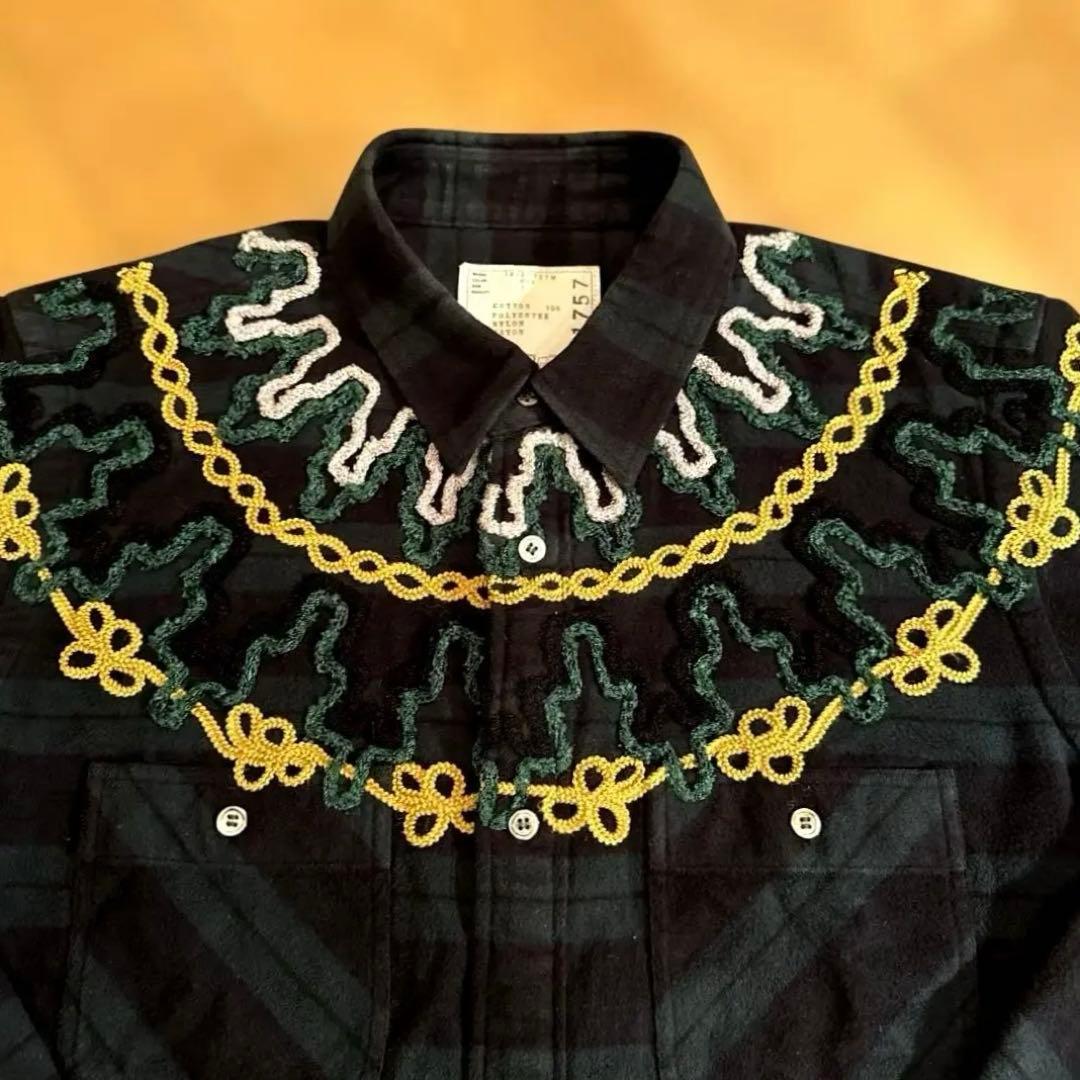 sacai 18AW シャツ 刺繍 ブラックウォッチ
