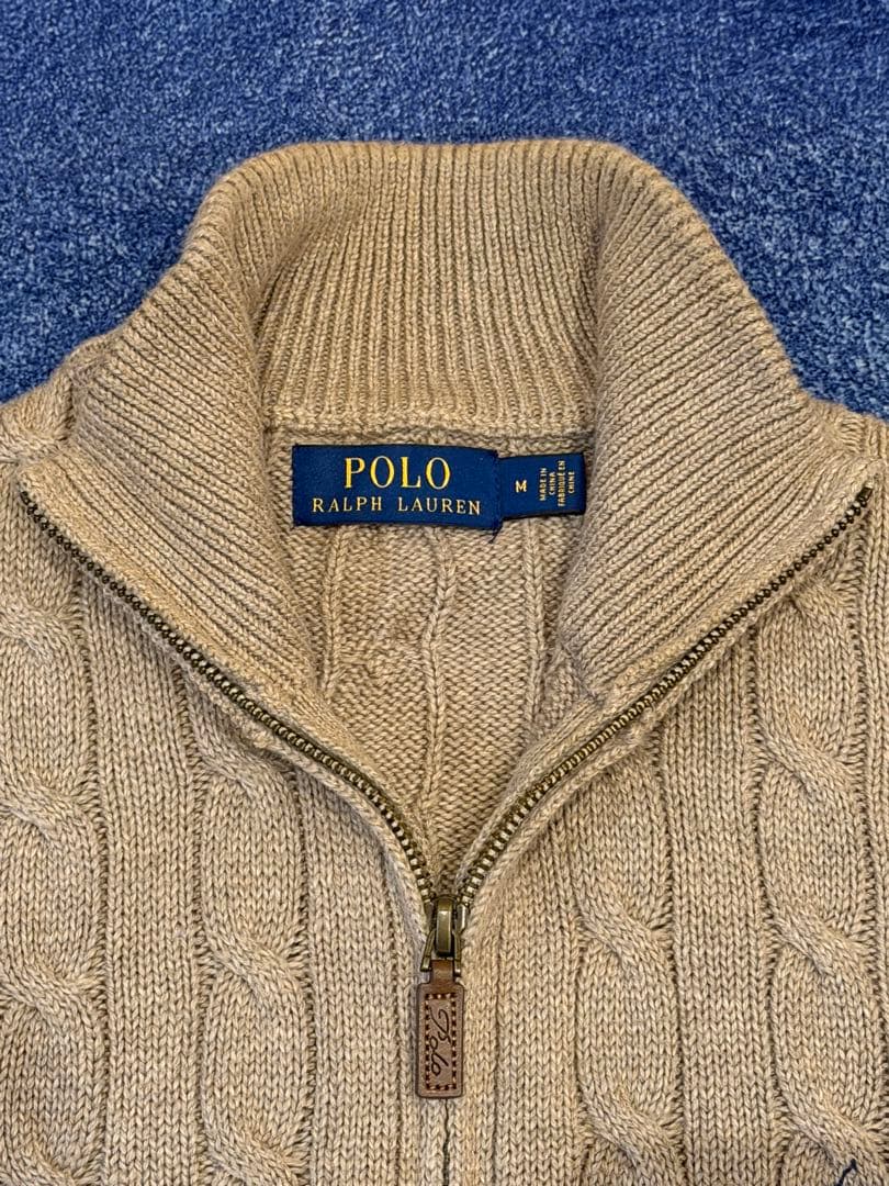 POLO RALPH LAURENケーブルニット ハーフジップ ベージュセーター
