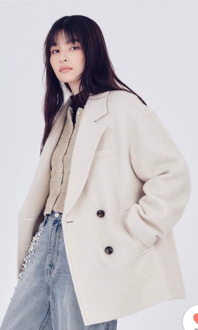 フレイアイディー　オーバーサイズウールシャギージャコット　OWHT 0サイズ