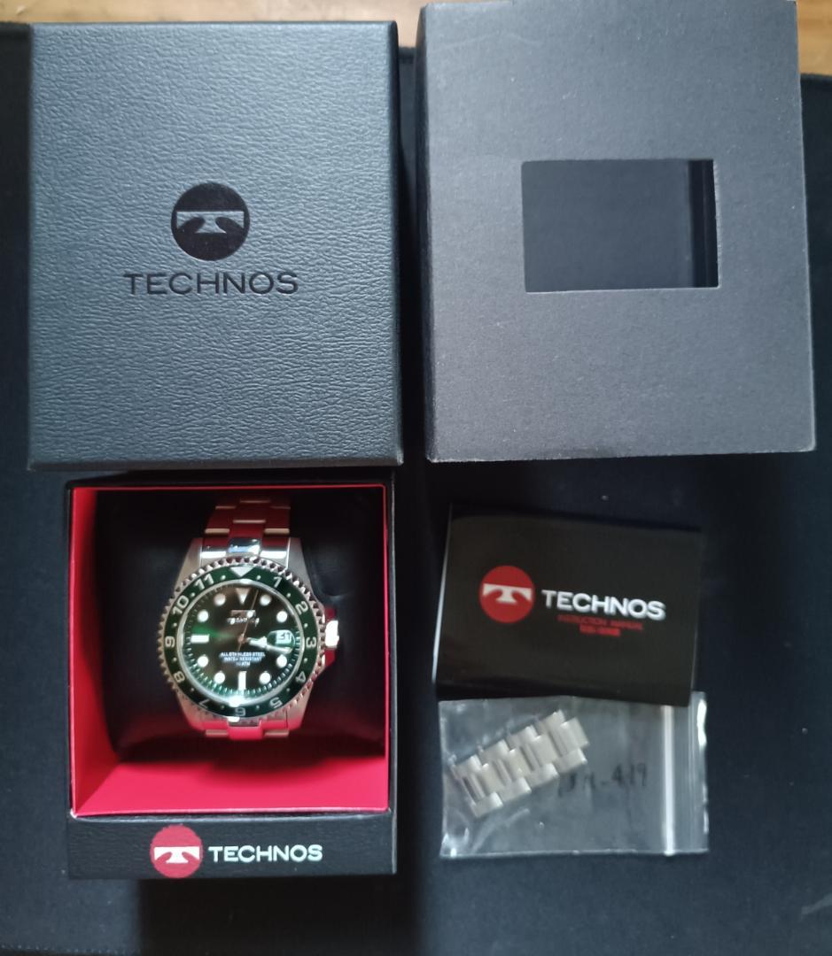 TECHNOS TSM-419 グリーン文字盤 クォーツ 稼働品
