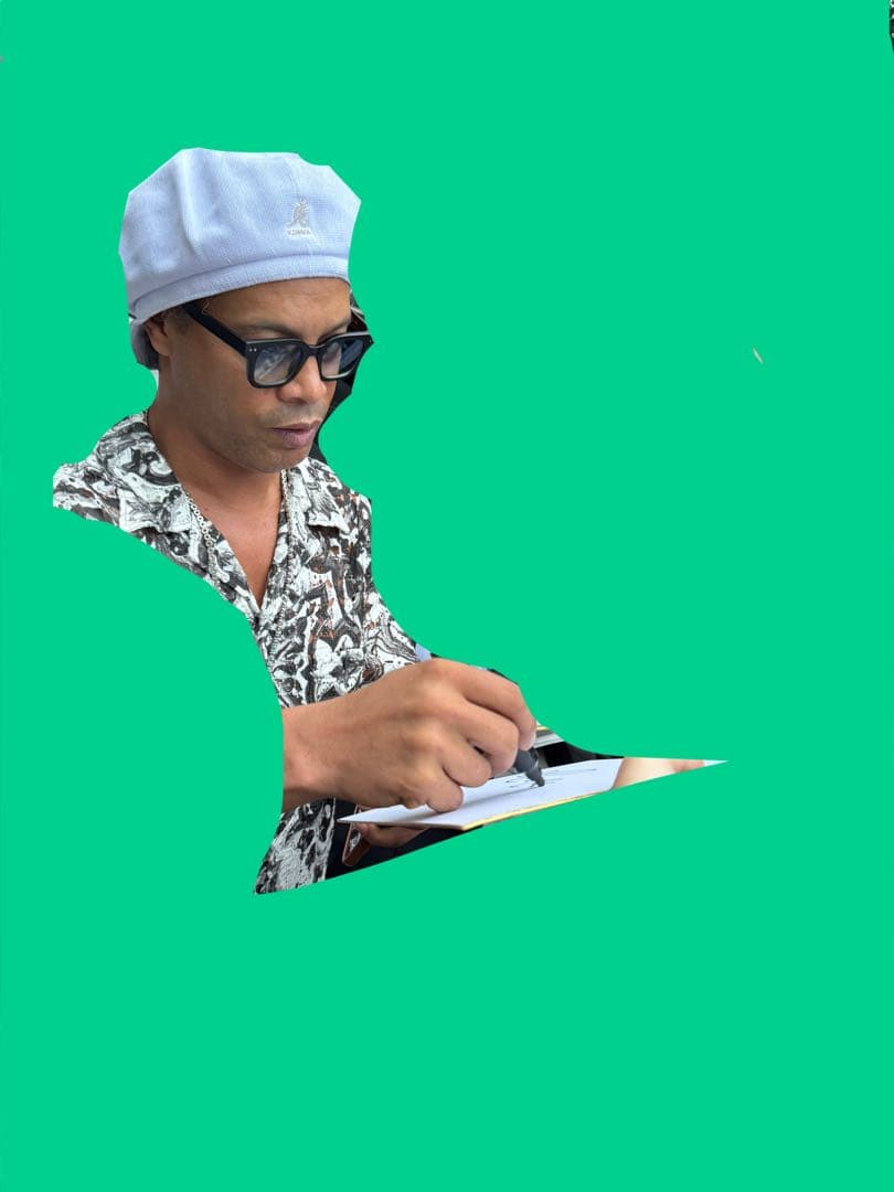 サッカー ブラジル代表 ロナウジーニョ 直筆サイン色紙 バルセロナ 久保建英