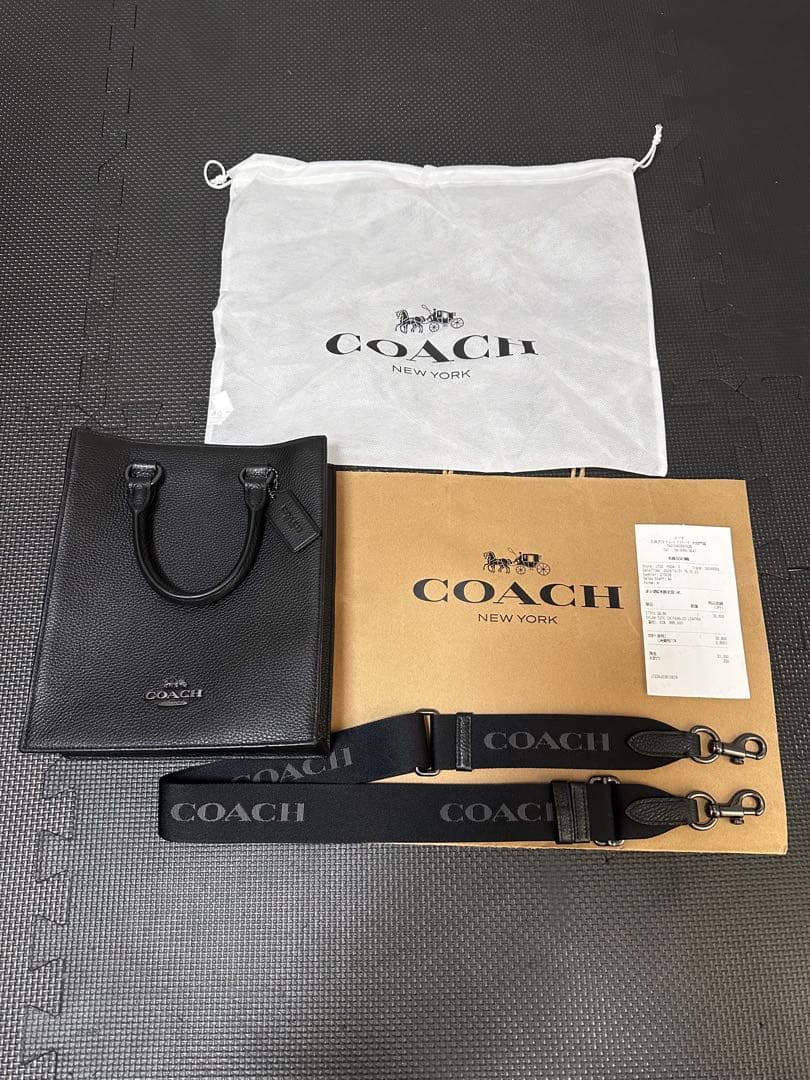 ほぼ新品COACH コーチ ブラック トートバッグ ショルダーベルト付き
