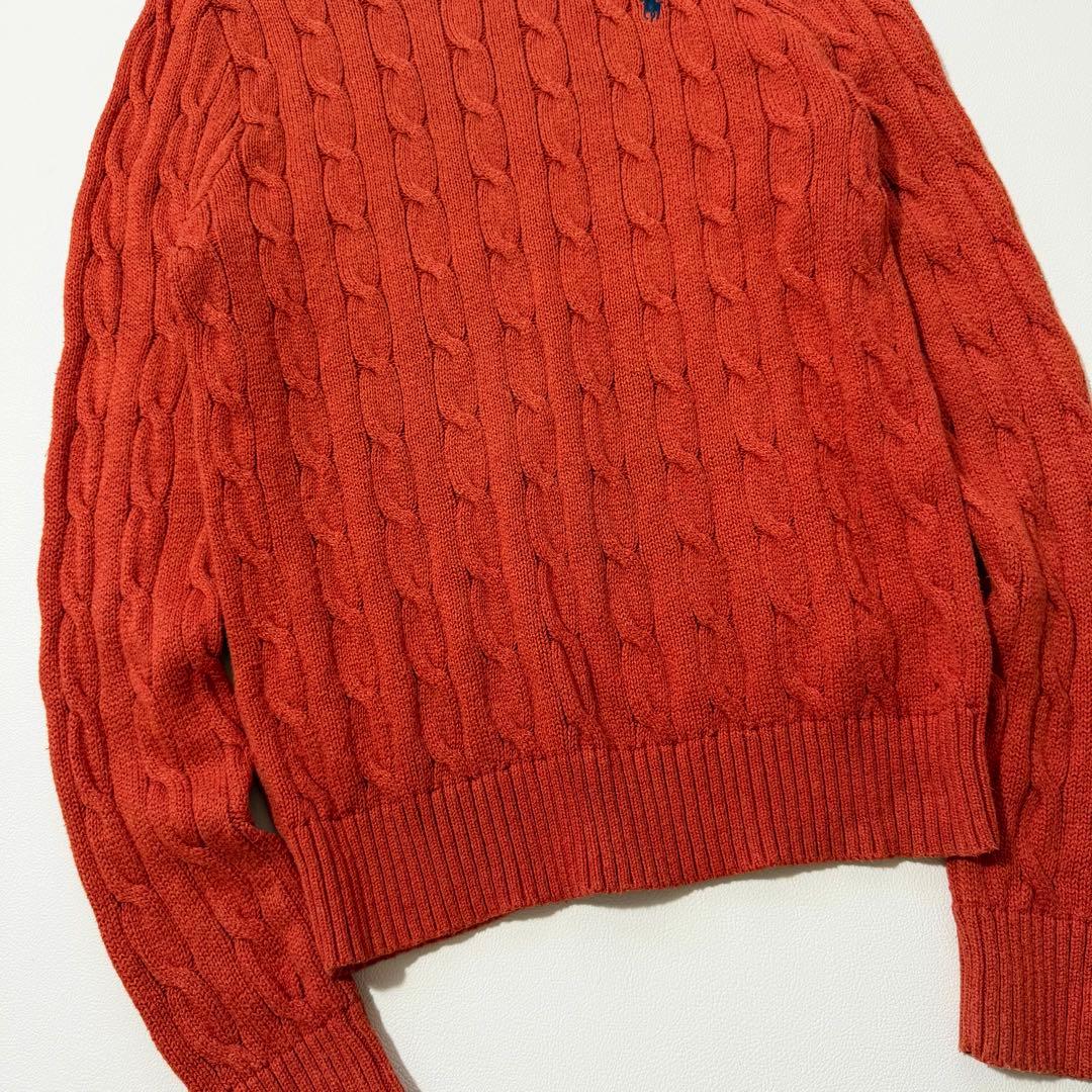 POLO RALPH LAUREN コットン ケーブルニット セーター オレンジ