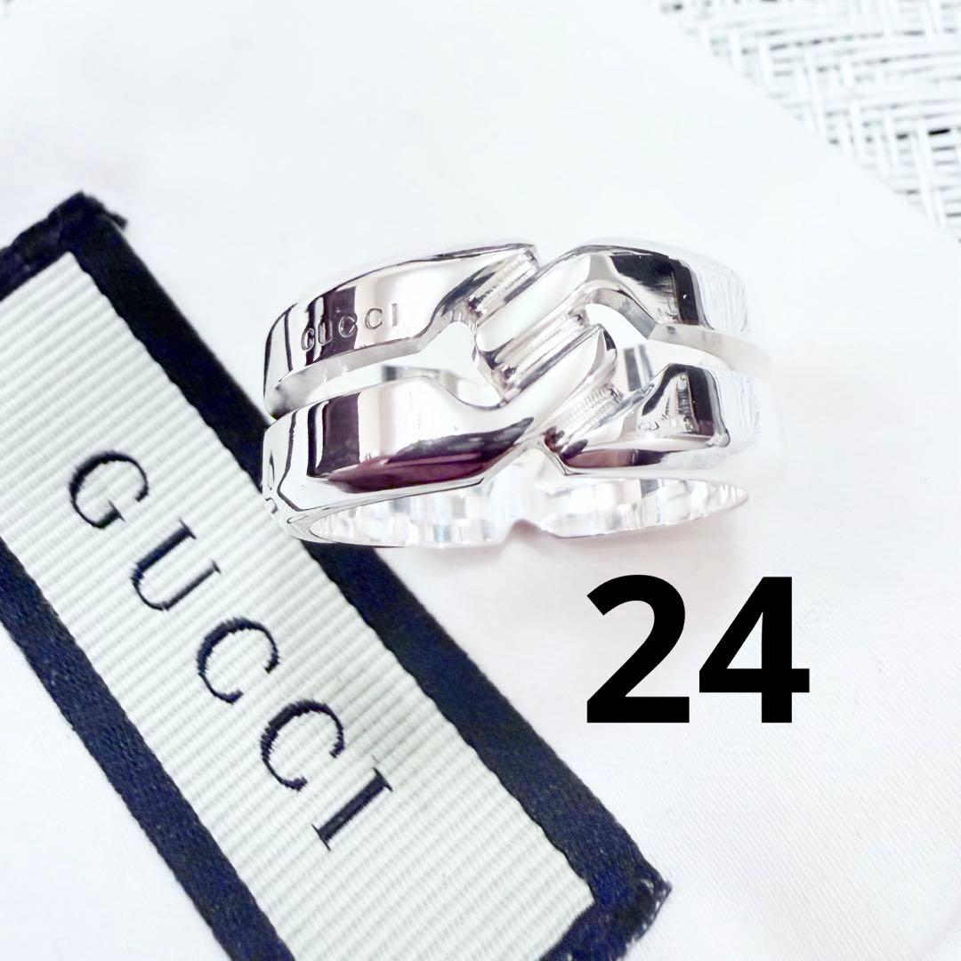 グッチ　インフィニティ ノット　リング　表記24 指輪 925 23号 ワイド