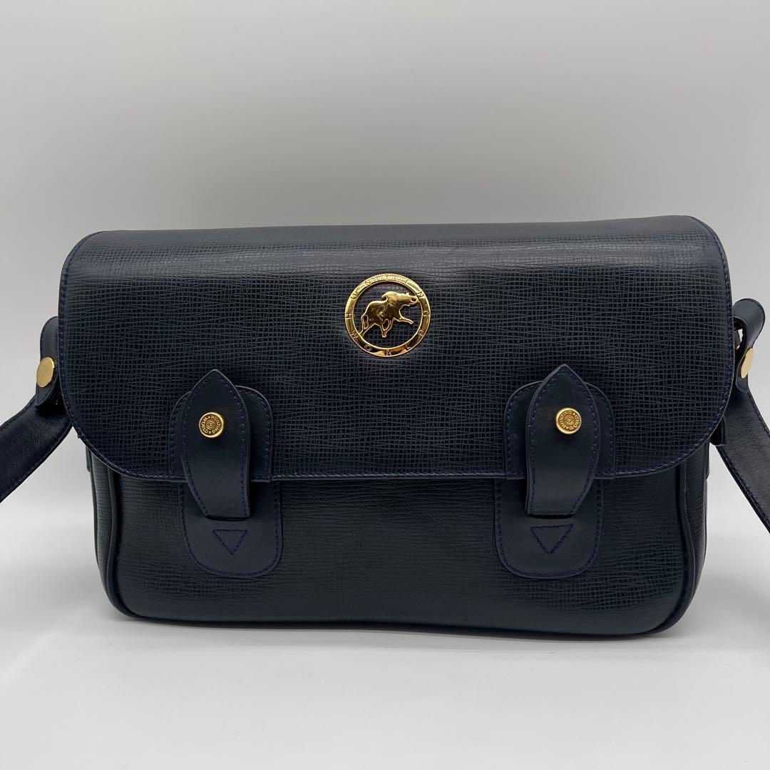 【極美品】ハンティングワールド キャリーオール メッセンジャー レザー ネイビー