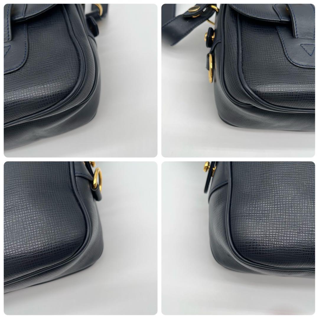 【極美品】ハンティングワールド キャリーオール メッセンジャー レザー ネイビー