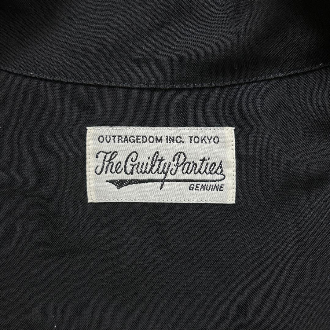 3474M【美品】ワコマリア☆50'S オープンカラー 長袖シャツ ブラック