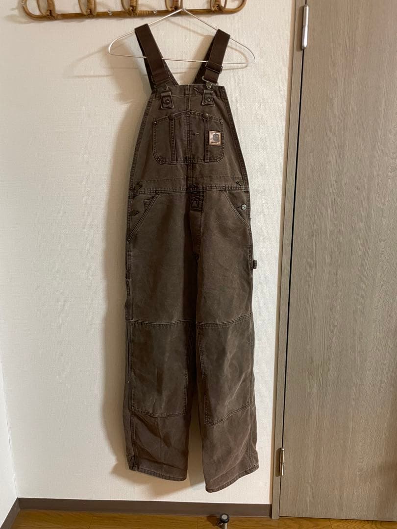Carhartt オーバーオール　革タグ　ダブルニー