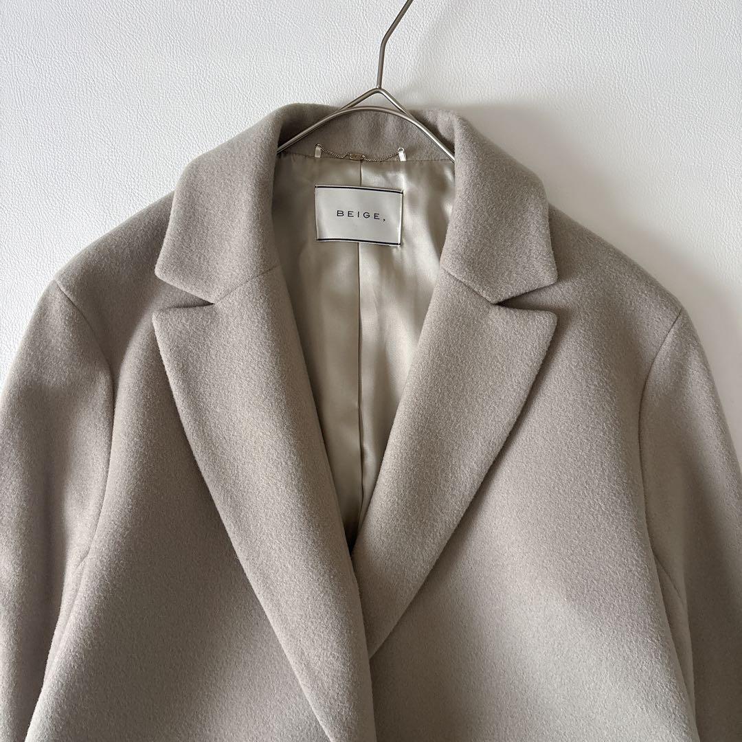 BEIGE, ウールカシミヤ混 チェスターコート グレー 4 ゆったり