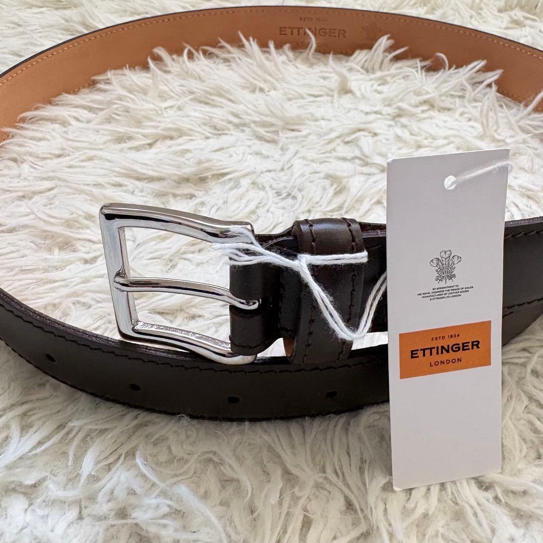 未使用タグ付き　エッティンガー　90 本革レザーベルト　ダークブラウン　メンズ