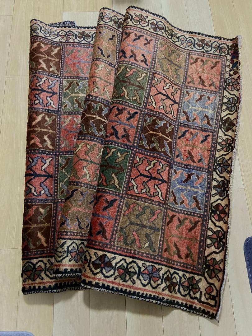 経年30年 イラン産 アンティークラグ ペルシャ絨毯 ラグ