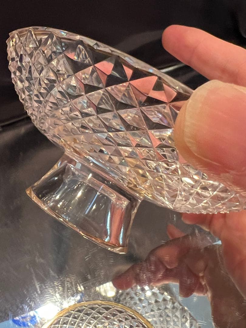 江戸切子　三ツ組盃(金加工) L-D-3 カメイガラス