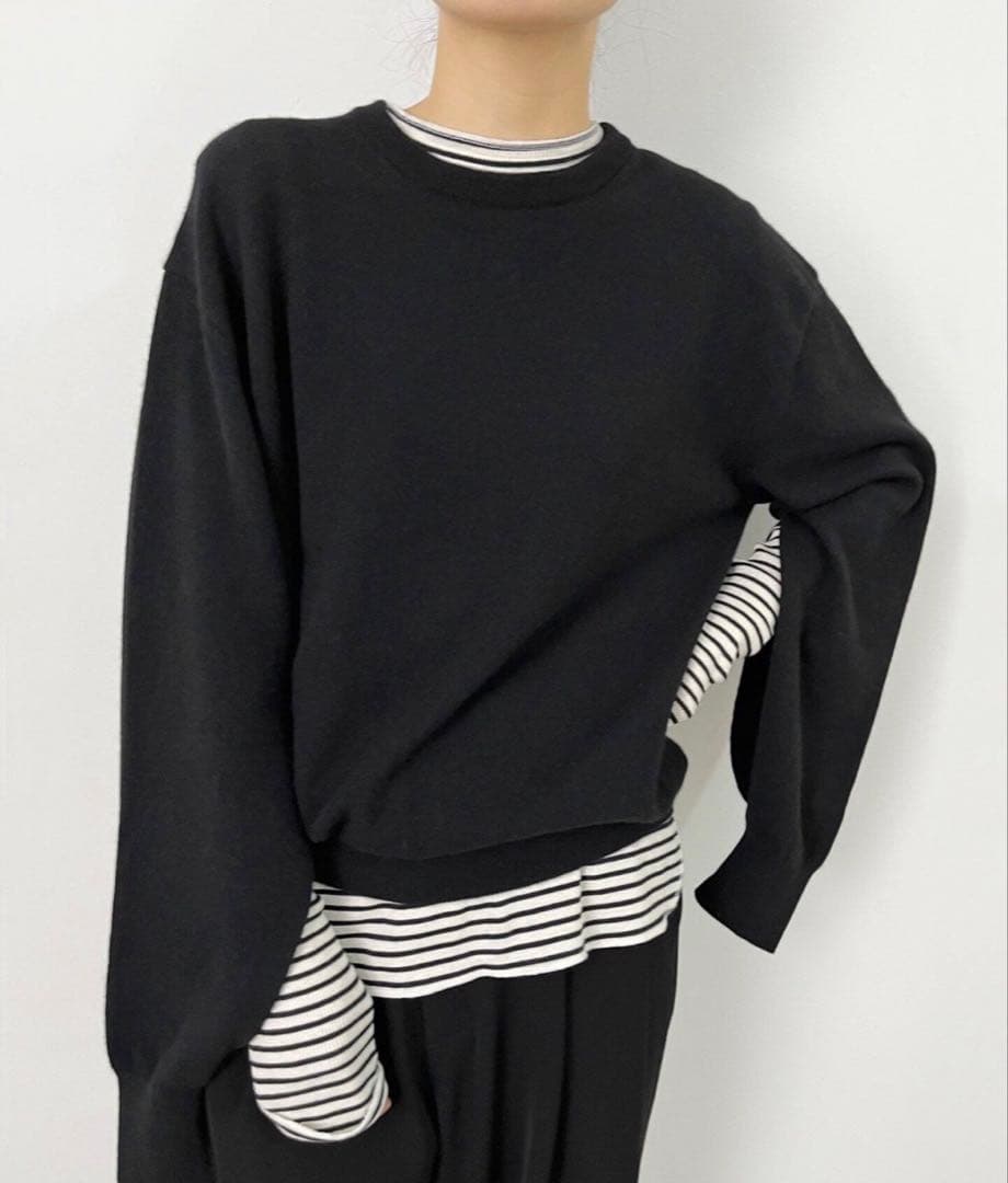 【アパルトモン】Cashmere C/N Poncho Knit ブラック