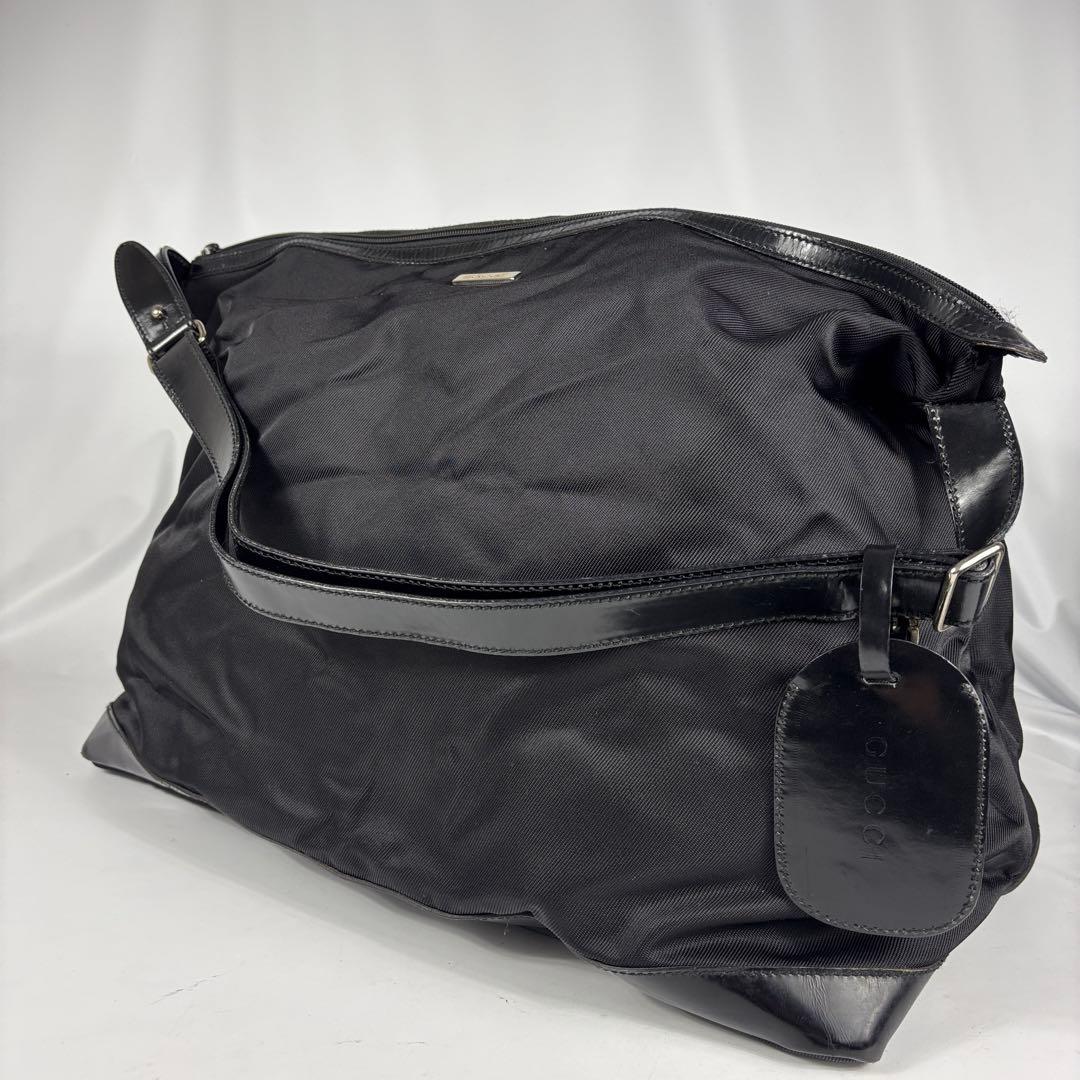 グッチ 大容量ボストンバッグ 　トラベルバッグ 　ナイロン×レザー　ブラック